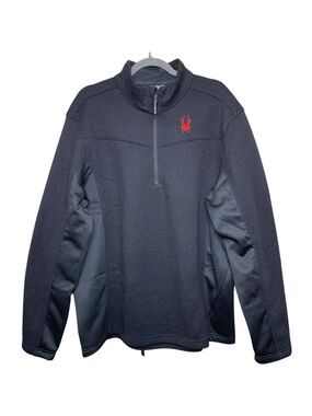 Spyder Outbound Black Sweater Jacket Fleeced 1/4 Zip Knit Jersey Pullover 2XL